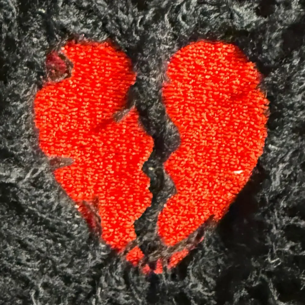 Fuzzy Woven Cloth Broken Heart Balaclava Men’s OS - Punk Streetwear Biking Trap - Picture 3 of 12